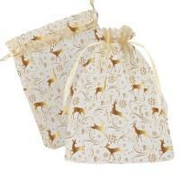 НГ Подарочный мешок текстильный ОРГАНЗА Олени 20х30см 1/50/250