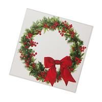 НГ Салфетки (33х33) 3-сл Венок с бантиком (20) 1/12