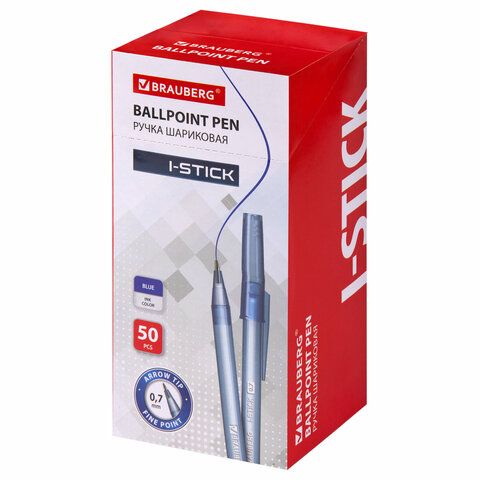 Ручка шариковая синяя узел 0,7мм линия письма 0,35мм BRAUBERG i-STICK 1/50