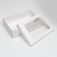 Коробка с окном 300х200х90мм картонная белая 1/5/170