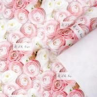 Бумага подарочная Ранункулюсы в листах 70х100см глянец 65г/м 10/90 